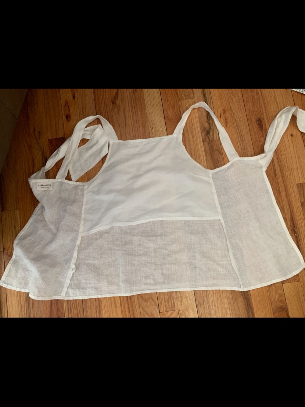 tribe alive Cream Linen Single Tie Open Back Summer Tank xs/s
